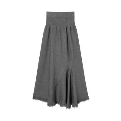 LA CRAWFISH新款高腰包臀鱼尾下摆毛边针织半裙