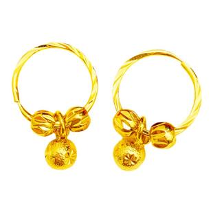 金色三生转运珠耳环合金耳饰仿真黄金色首饰久不掉色耳坠饰品