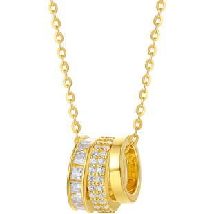 周六福S925银链坠项链黄金色轻奢质感女神节礼物送女友