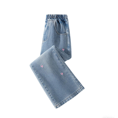 12岁春秋款女童牛仔长裤刺绣