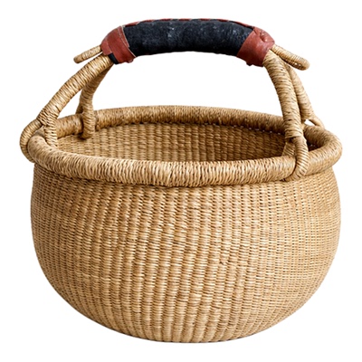非洲加纳手工草编圆篮