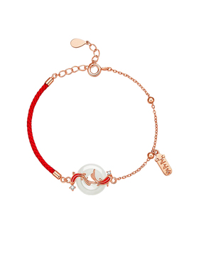 纯银锦鲤和田玉平安扣手绳项链女