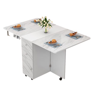折叠餐桌家用小户型可移动带轮长方形多功能4人6人简易吃饭小桌子