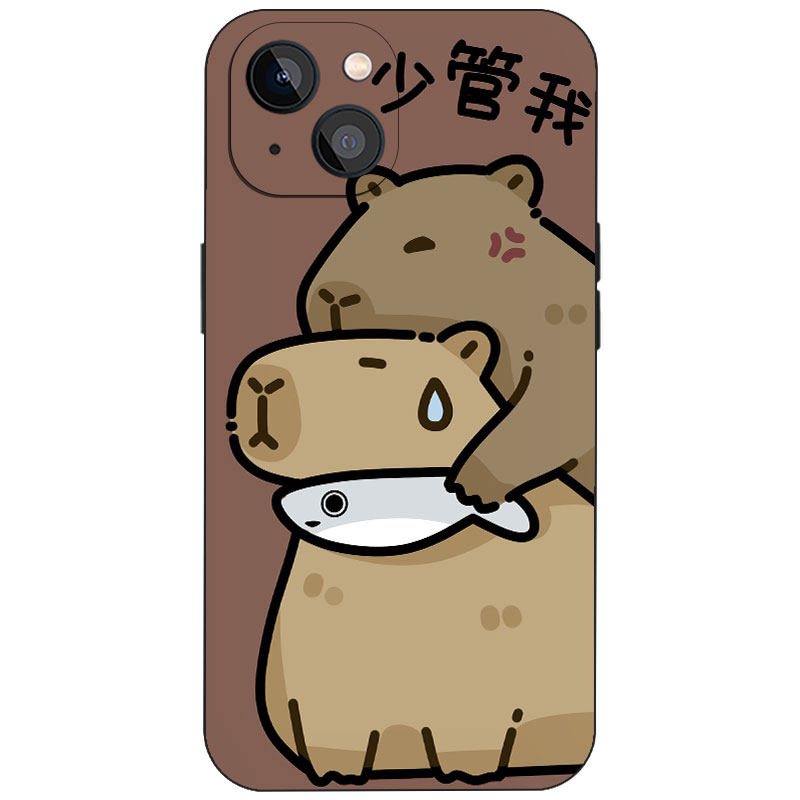 两只卡皮巴拉小鱼ins趣味文字卡通手绘手机壳适用iPhone17苹果16小众松弛感青年磁吸磨砂硅胶全包防摔保护套