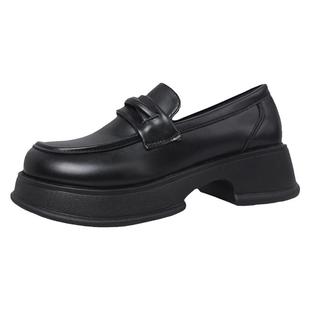 妖怪的小窝一脚蹬厚底乐福鞋英伦学院风百搭圆头小皮鞋制服鞋单鞋