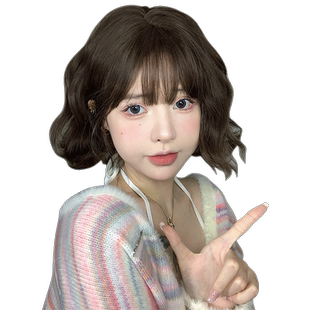 哼唧假发女全头套Lolita短卷发羊毛卷短发假发女慵懒卷时尚全头套