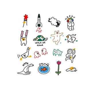 有料ULIAO 呆萌小图拼贴纹身贴防水持久卡通可爱简约彩色手上贴画