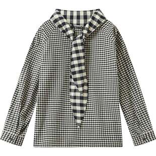 播商场同款精致百搭格纹花式衬衫女秋冬新款宽松衬衣BDS4HD3644