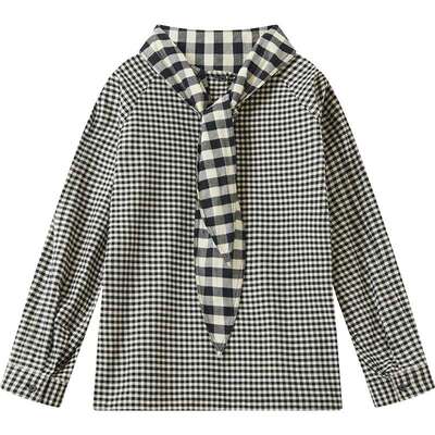 播商场同款精致百搭格纹花式衬衫女秋冬新款宽松衬衣BDS4HD3644