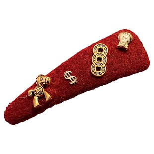 马上有钱~红色小马发夹边夹侧边发卡女高级感新年本命头饰刘海夹