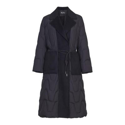 婉甸冬季黑色长款绗缝中长款女系腰带双面呢羽绒服1234D21RX3