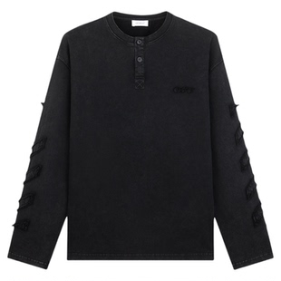OFF-WHITE™情侣装简约纯色logo装饰卫衣男女同款宽松长袖上衣