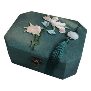 古风公主珠宝盒双层首饰盒欧式化妆盒饰品盒项链盒手镯收纳盒刺绣