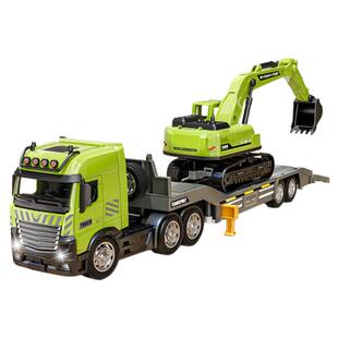 大号工程运输拖车玩具儿童仿真半挂车翻斗车挖掘机小汽车模型男孩