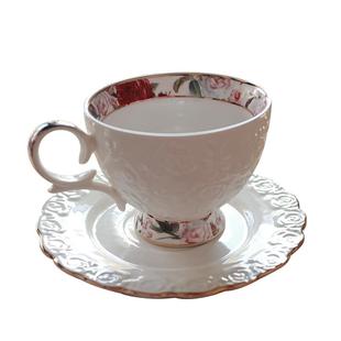 玫瑰浮雕咖啡杯碟勺套装高档精致办公室马克杯英式骨瓷下午茶杯子