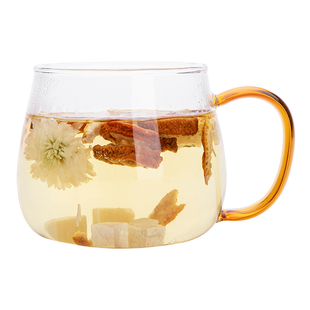 雅集玻璃杯女士花茶杯办公室耐热透明泡茶杯牛奶杯果汁杯大肚水杯