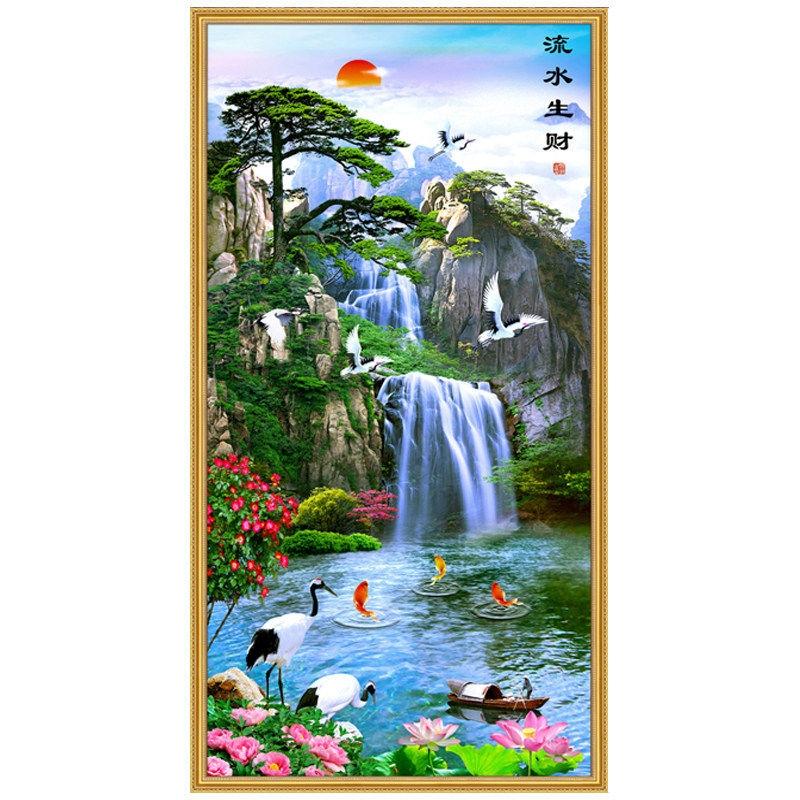 自粘玄关装饰画走廊山水画墙贴画