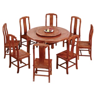 红木餐桌椅圆台花梨伸缩折叠小户型桌子刺猬紫檀饭桌实木可变圆桌