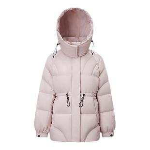 千仞岗2025秋冬新款短款羽绒服连帽保暖都市通勤运动风女收腰外套
