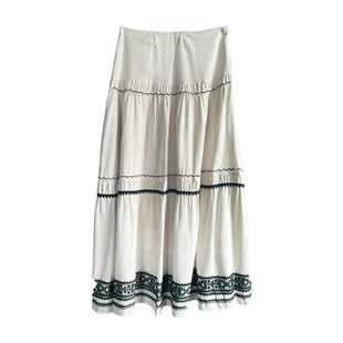 TCCW波嬉风刺绣半身裙女夏季新款Best U气质小众蛋糕裙设计感长裙