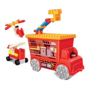 Hape软积木救援消防车套装宝宝儿童管道大颗粒拼搭益智玩具男女孩