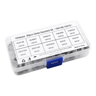 90PCS 10种规格 1N4148 - 10A10 肖特基 整流 快恢复二极管盒套装