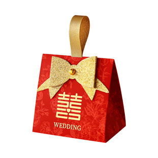 2025新款结婚喜糖盒子手提婚礼喜糖袋订婚糖果礼盒包装盒纸盒空盒