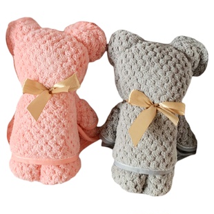 菠萝格毛巾礼盒伴手礼单2条套 装珊瑚绒小熊纯棉吸水礼品定制logo