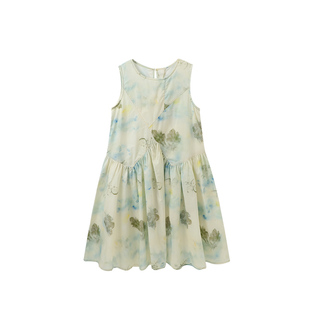 布丁哈鲁童装女童洋气长裙子2026夏季新款儿童百搭无袖度假连衣裙