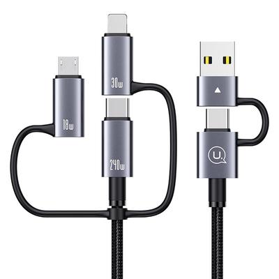 优胜仕240W数据线三合一适用华为苹果15手机一拖三5A充电线PD100W快充二拖三笔记本电脑平板iapd车载用多功能