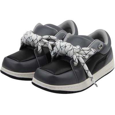 捆绳双层方头方包休闲鞋