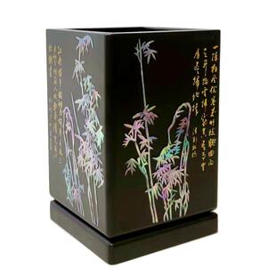 螺钿漆器笔筒送老师书房办公桌面摆件木质复古中国风 教师节礼物