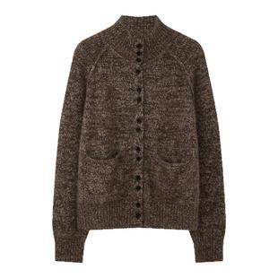 【1/4 零点新品9折】solighter法式浣熊绒羊毛立领针织开衫女冬季