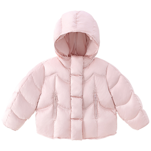 米米哈罗女童90白鸭绒羽绒服女孩面包服冬装2025新款儿童保暖外套