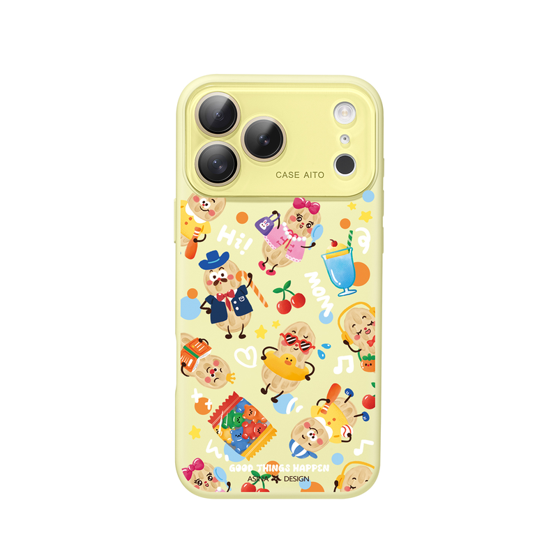 好事花生家族适用苹果秒变17promax手机壳iphone16新款保护套14高级感Ao6液态硅胶可爱15pro全包镜头13大视窗