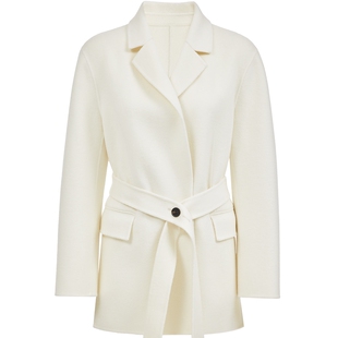 Vero Moda毛呢大衣2025冬新款含绵羊毛双面呢腰带外套32546T007