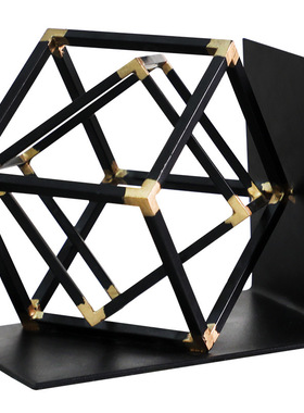 金属创意书架几何黑色铁艺小摆件