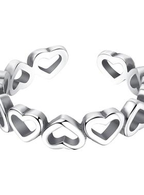 925银爱心戒指简约时尚个性