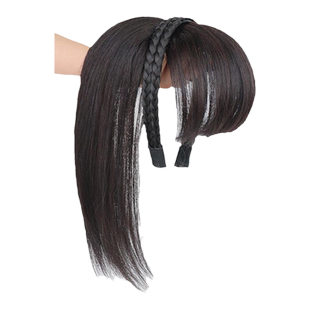 百魅丝 发箍辫子刘海一体真发头顶补发片女假发遮白发假发片真发