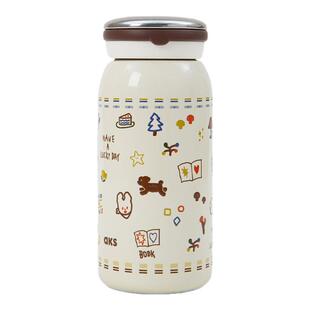 AKS幸福乐园儿童吸管杯316不锈钢保温杯高颜值情侣便携卡通咖啡杯