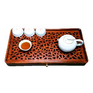 家用客厅茶几茶盘新款花梨整块原木储水排水实木茶台干泡小型托盘