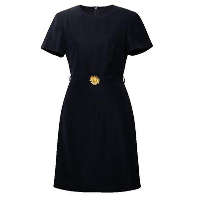 罗衣气质纯色修身连衣裙