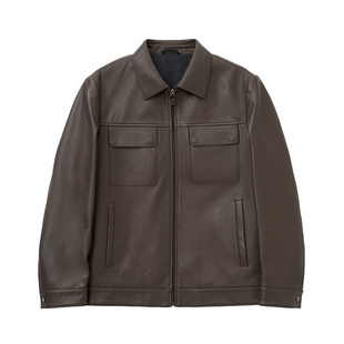 [雷军同款]乔顿男装26年春季真皮皮衣羊皮商务休闲翻领皮夹克外套