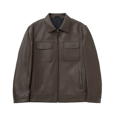 [雷军同款皮衣]皮夹克真皮外套男