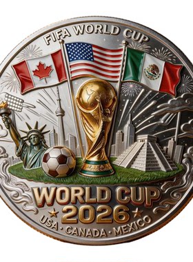 2026美加墨足球世界杯主题工艺品纪念币徽章周边收藏摆件创意礼品