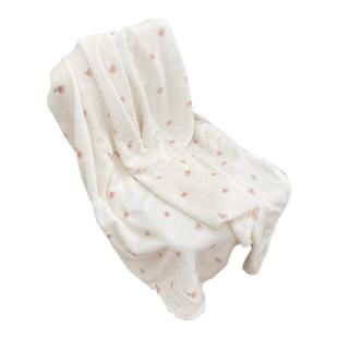 ins奶呼呼卡通小白桃毛毯|四季空调房披肩毯秋冬保暖办公午睡盖毯