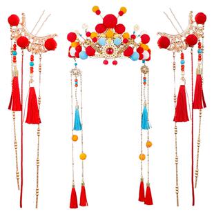 小喜庆过年铜钱金元宝头饰汉服国风古风发饰发冠发钗组合套装招财