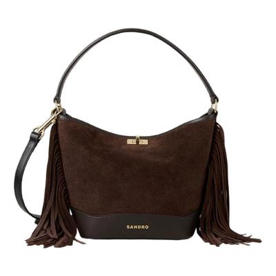 SANDRO绒面流苏手提单肩包