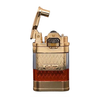 首领新款煤油打火机创意侧滑滚轮点火透明油仓个性定制送男友礼物