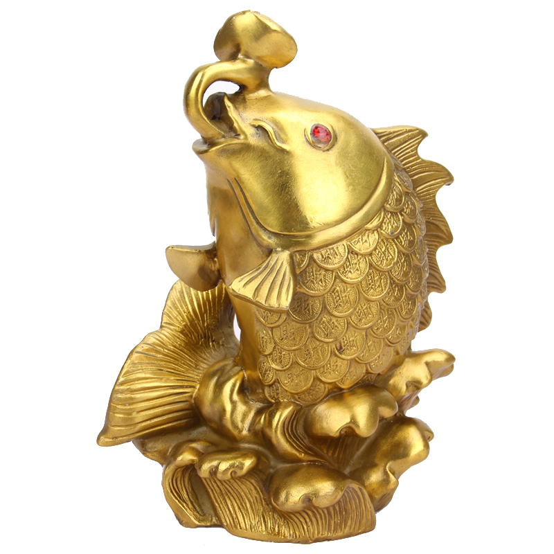 百財(cái)如意魚銅鯉魚擺件銅魚擺件 銅聚寶盆魚 銅魚龍門擺件年年有魚